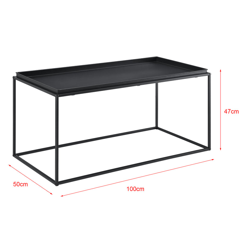 Maßskizze Couchtisch Nyker 47x100x50 cm Industriedesign Schwarz en.casa