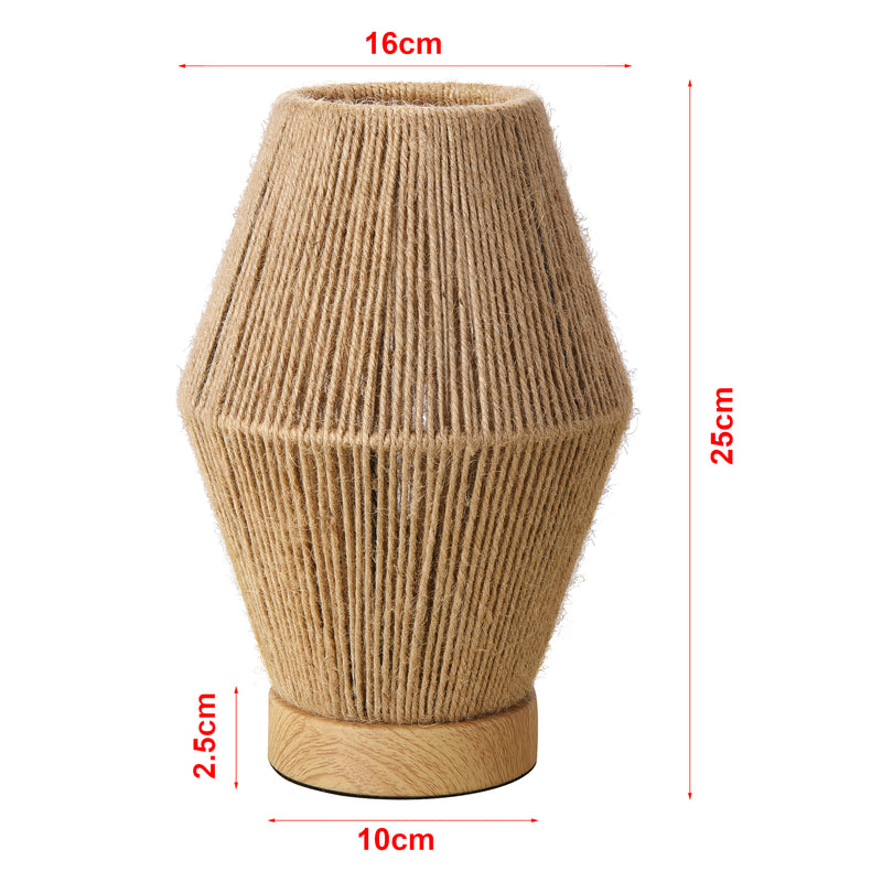 Croquis coté Lampe de table Arundel E27 25 x 16 x 16 cm effet bois naturel lux.pro