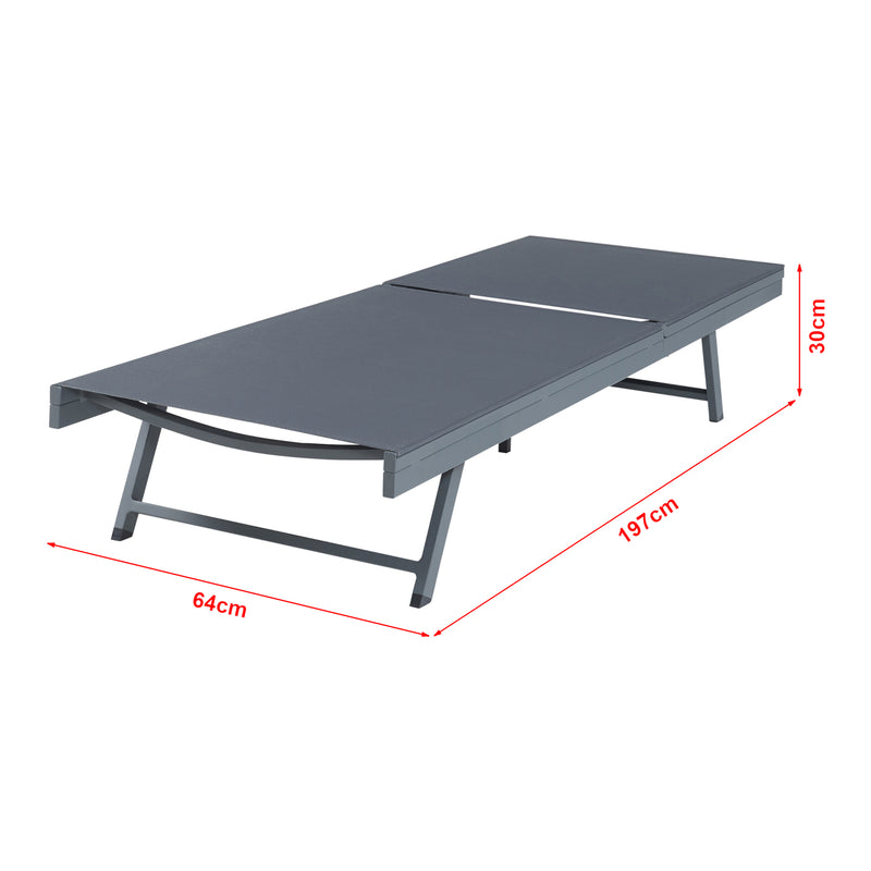 Schizzo in scala Set Baragiano di Tavolino e Lettino Prendisole - Antracite/Grigio casa.pro