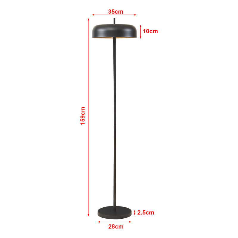 Croquis coté Lampadaire à pied Barton 2 x E27 159 cm noir lux.pro