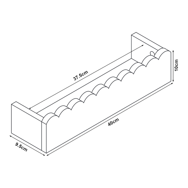 Croquis coté Set de 2 étagères murales pour enfants Vestnes 40 x 10 x 10 cm rose [en.casa