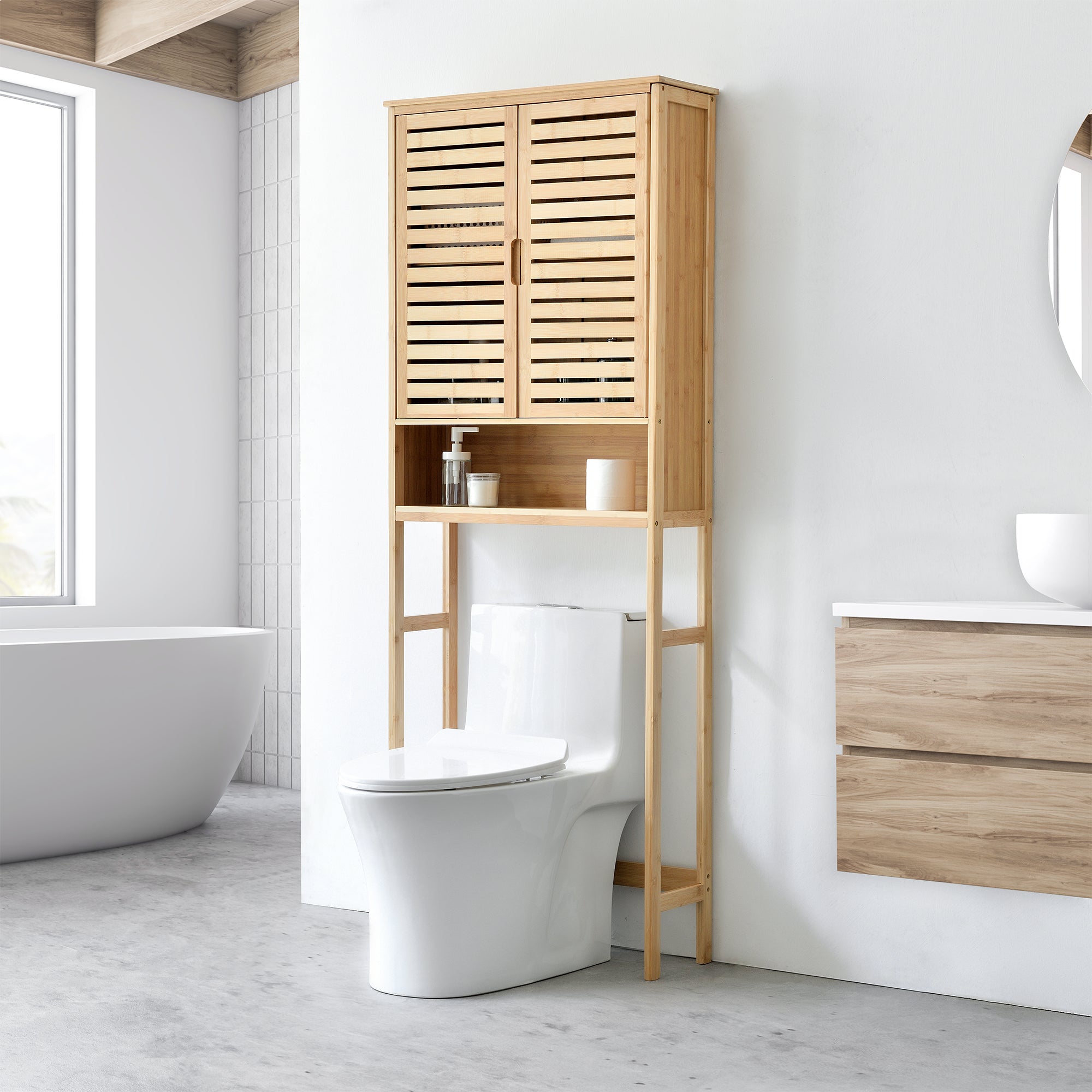 en.casa Toilettenschrank Geta – Bambus-Upgrade fürs Bad