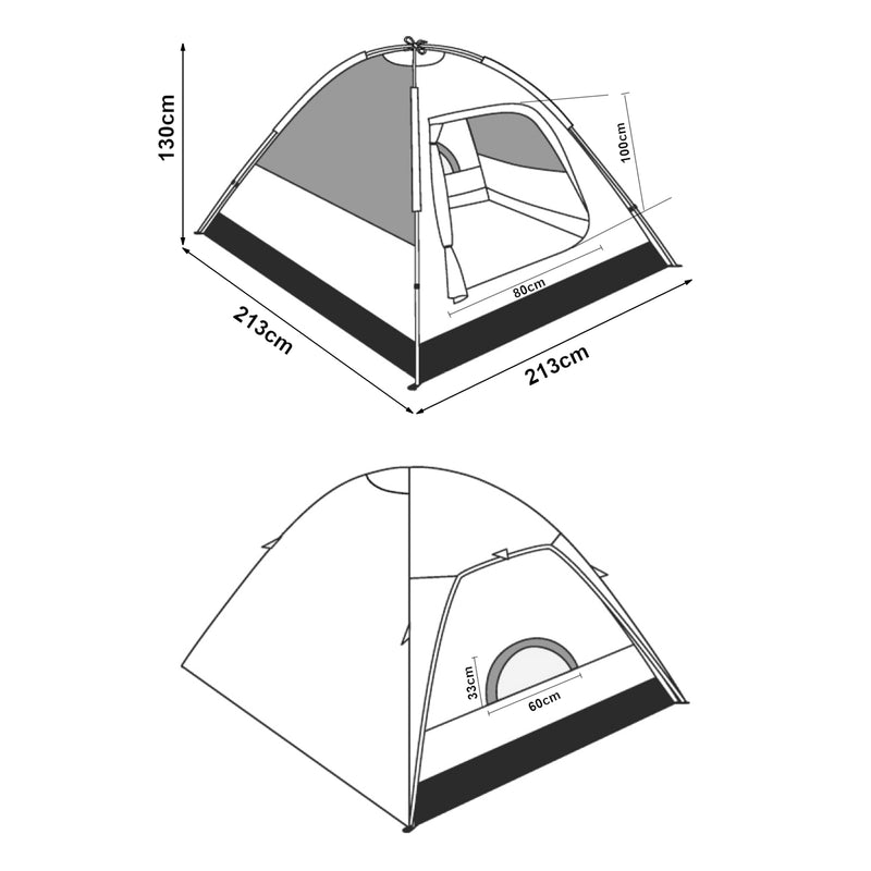Schizzo in scala Tenda da Campeggio Bergeijk per 2-3 Persone 213 x 213 x 130 cm - Vari Colori pro.tec