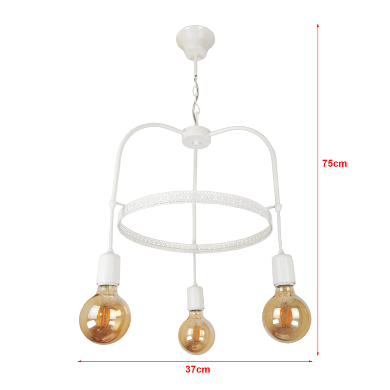 Schizzo in scala Lampadario 'Llandudno' a 3-4-5 Fonti Luce in Stile Industriale Lampada da Soffitto con Portalampada Pendenti Senza Paralumi - Vari Colori - lux.pro