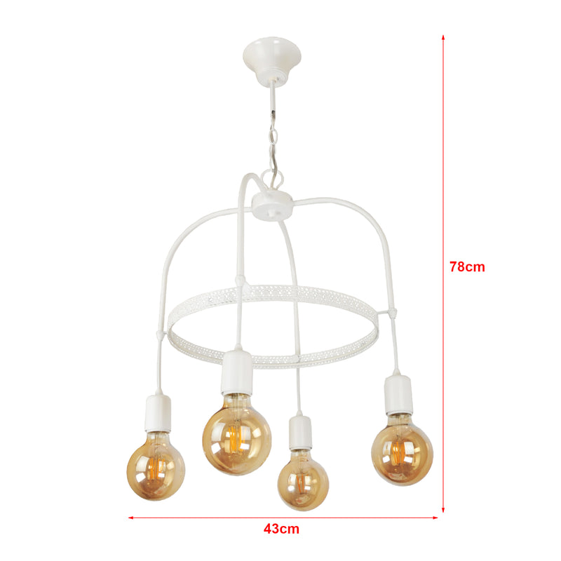 Schizzo in scala Lampadario 'Llandudno' a 3-4-5 Fonti Luce in Stile Industriale Lampada da Soffitto con Portalampada Pendenti Senza Paralumi - Vari Colori - lux.pro