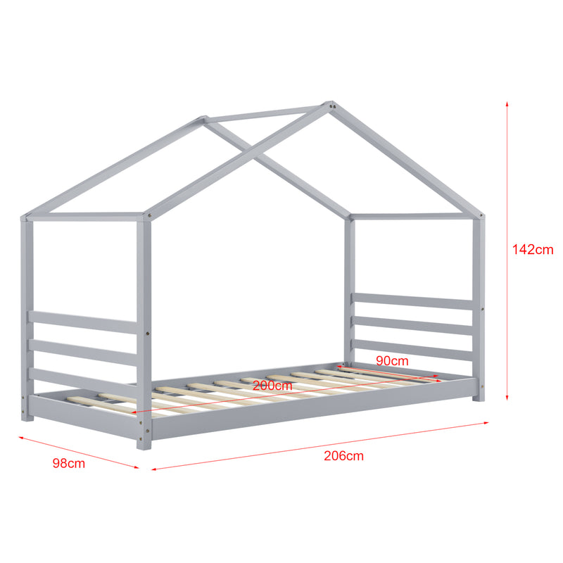 Schizzo in scala Letto per Bambino a Forma di Casetta con Materasso Ipoallergenico a Schiuma Fredda Letto di Design Struttura in Legno di Pino