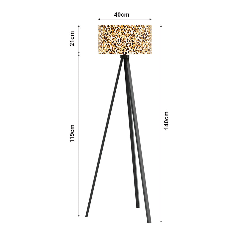 Croquis coté Lampadaire trépied Royal TunbridgeWells hauteur 140 cm E27 lux.pro