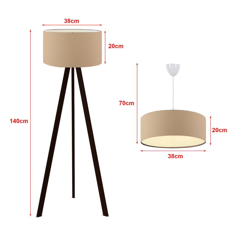 Schizzo in scala Set di 2 Lampade Scunthorpe Composto di 1 Lampada da Terra e 1 Lampada a Sospensione lux.pro