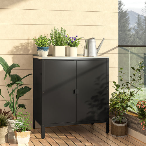 Armoire de jardin Bolognano acier laqué 92 x 80 x 50 cm casa.pro