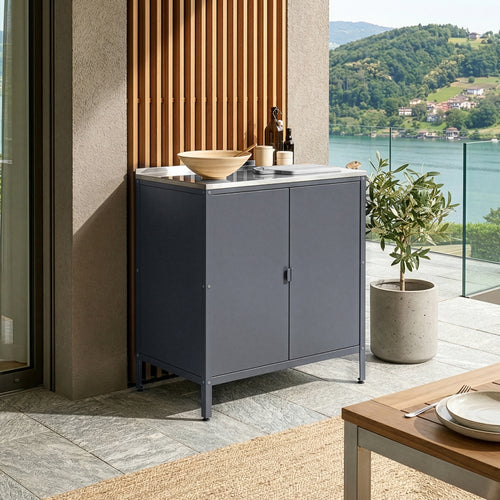 Armoire de jardin Bolognano acier laqué 92 x 80 x 50 cm casa.pro
