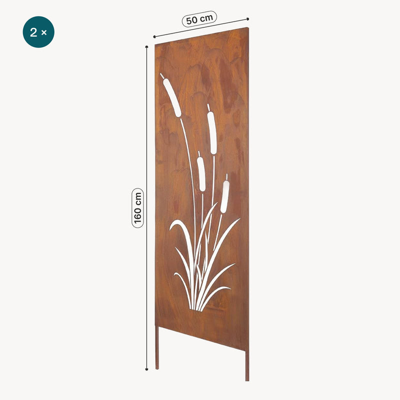 Schizzo in scala Set di 2 Pannelli Divisori Irsina Frangivista 160x50 cm Acciaio Corten - Marrone Ossidato casa.pro