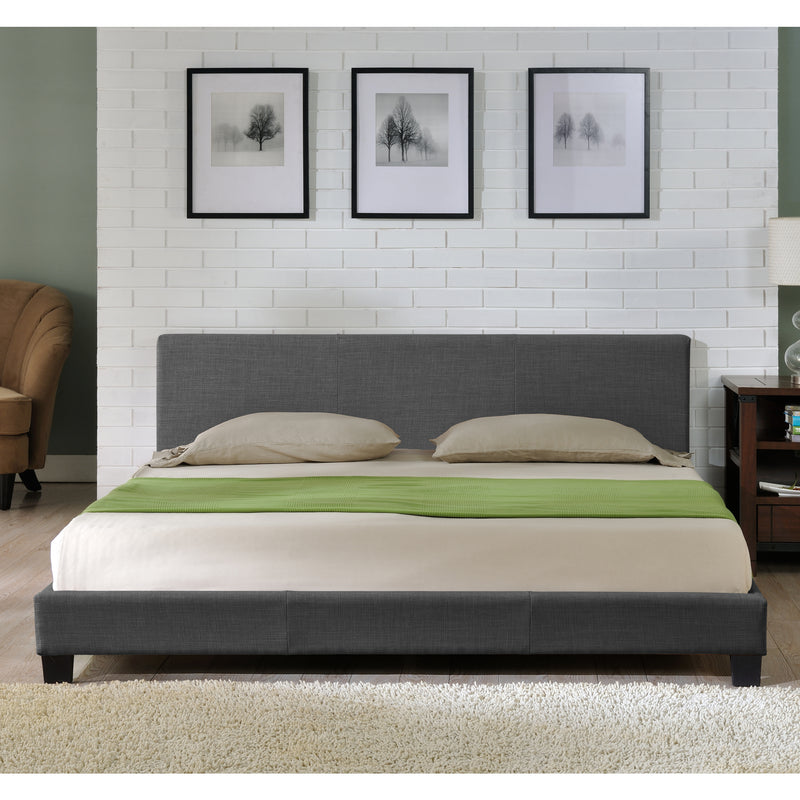 Croquis coté Lit Double Rembourré Design Sommier à Lattes Polyester Gris Foncé Corium