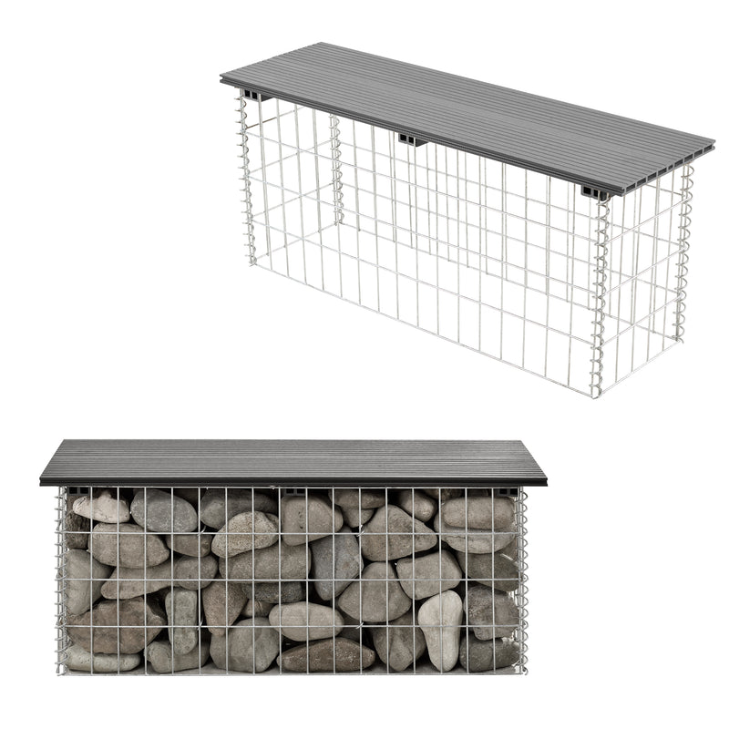 Schizzo in scala Panchina Gabbione Metallico con Seduta in WPC 100 x 30 x 45 cm pro.tec