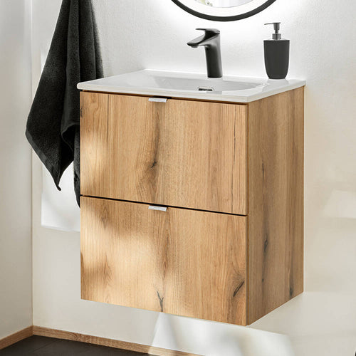 Meuble sous lavabo avec vasque effet chêne NEWPORT
