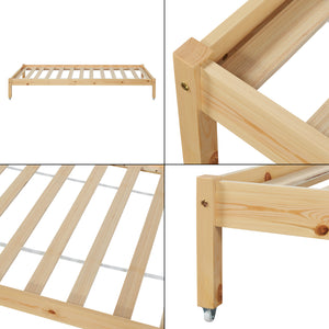 Lit gigogne pour enfant Sonkajärvi avec 2 tiroirs bois de pin 90 x 200 cm naturel [en.casa]