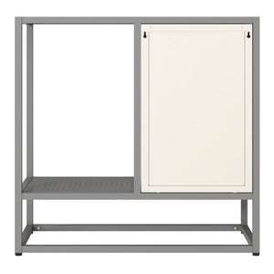 Credenza Burlöv in Acciaio Mobile Contenitore Basso 70x72x35 cm Grigio / Bianco [en.casa] 