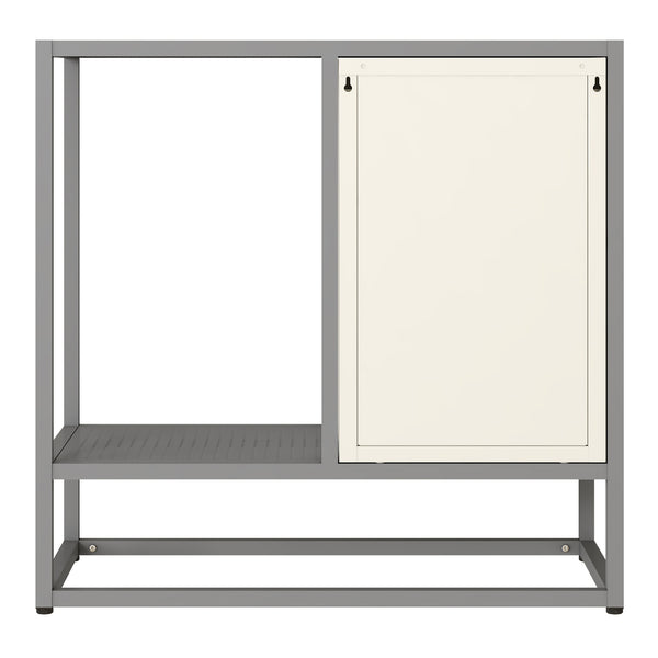 Credenza Burlöv in Acciaio Mobile Contenitore Basso 70x72x35 cm Grigio / Bianco [en.casa] 