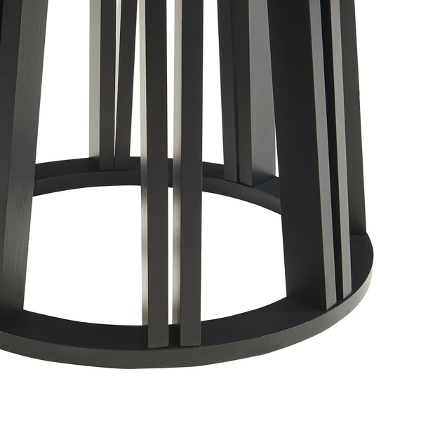 Tavolino Rotondo Burgess da Salotto 51xØ51 cm - Nero/Effeto Noce [en.casa]