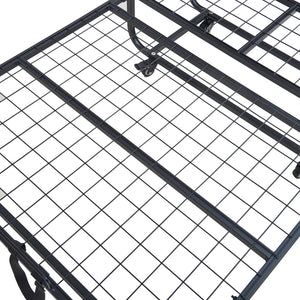 Metall-Klappbett Lustendi mit Matratze 200x90cm Schwarz/Eicheoptik [en.casa]