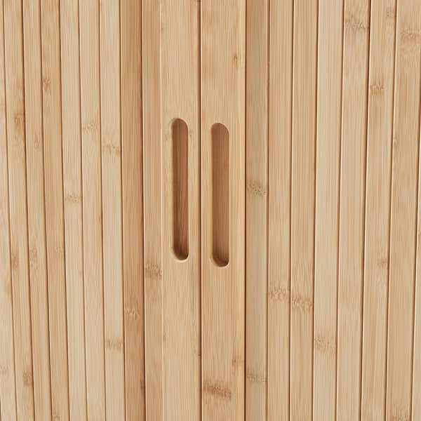 Mobile Contenitore Nordkapp con 2 Ante Scorrevoli in Bambù 100 x 40 x 80 cm - Color Naturale [en.casa]