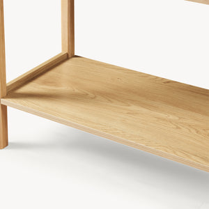 Tavolo a Consolle Ferrersp con 2 Cassetti e Ripiano 100 x 40 x 80 cm - Effetto Rovere / Avena Oatmeal [en.casa]