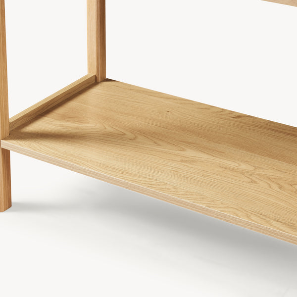 Tavolo a Consolle Ferrersp con 2 Cassetti e Ripiano 100 x 40 x 80 cm - Effetto Rovere / Avena Oatmeal [en.casa]