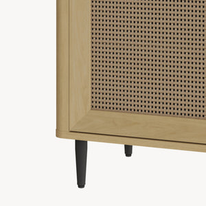 Meuble TV Lukhomso 152 x 40 x 54 cm effet chêne/ rotin [en.casa] 
