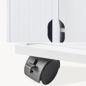 Armadietto Stretto Fadeskimma Mobile Contenitore con Rotelle e 3 Ante 72x70x20 cm Bianco [en.casa] 