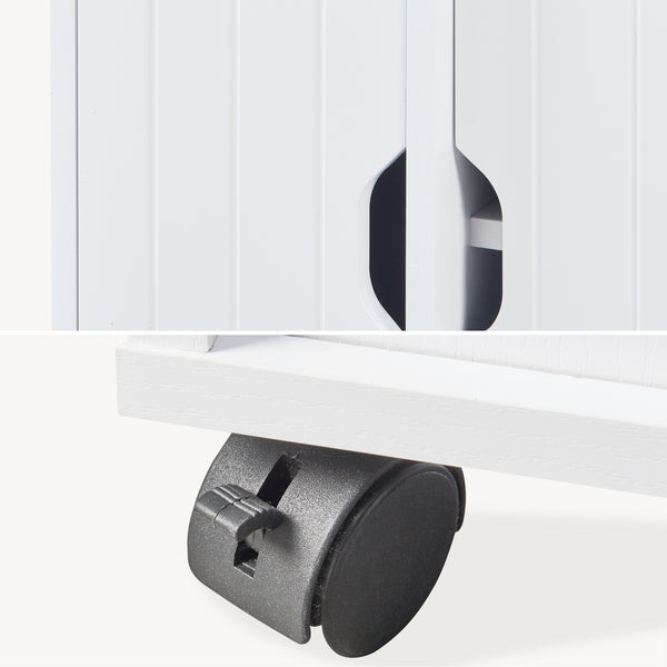 Armadietto Stretto Fadeskimma Mobile Contenitore con Rotelle e 3 Ante 72x70x20 cm Bianco [en.casa] 
