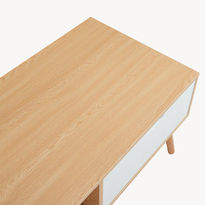 Table basse Bordkak avec tiroir 100 x 48 x 45 cm effet chêne blanc [en.casa]