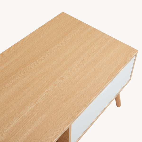 Table basse Bordkak avec tiroir 100 x 48 x 45 cm effet chêne blanc [en.casa]