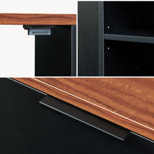 Mobile Sottolavabo Trond con Anta e 3 Vani Aperti 60 x 66 x 30 cm - Nero / Effetto Noce [en.casa]