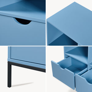 Libreria Colwyn a 4 Ripiani e 2 Cassetti Scaffale da Terra 105 x 80 x 40 cm - Blu [en.casa]