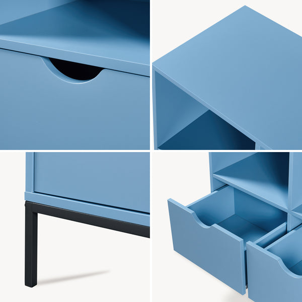 Libreria Colwyn a 4 Ripiani e 2 Cassetti Scaffale da Terra 105 x 80 x 40 cm - Blu [en.casa]