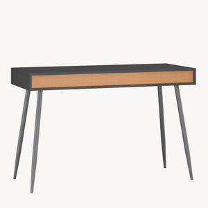 Bureau avec 3 tiroirs Tumba 76 x 115 x 48 cm noir effet noyer [en.casa]
