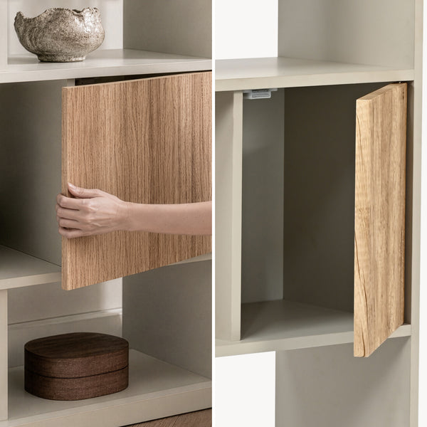 Libreria Karena 112x70x30 cm Bianco crema/effetto quercia [en.casa]