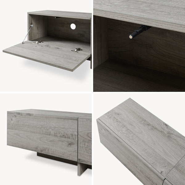 Meuble TV Kapipimso 194 x 31 x 37 cm effet chêne gris [en.casa]