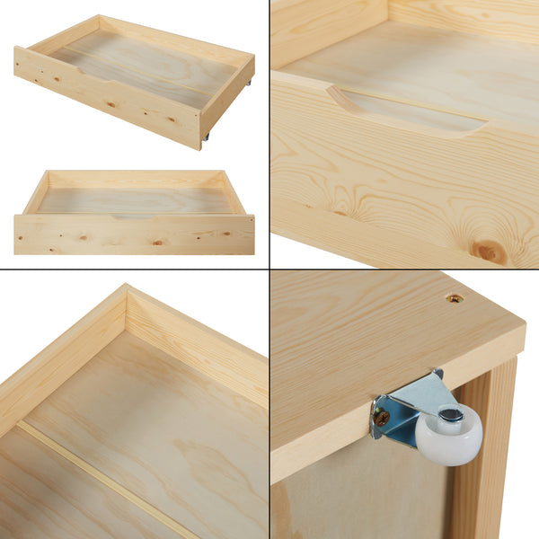 Lit gigogne pour enfant Sonkajärvi avec 2 tiroirs bois de pin 90 x 200 cm naturel [en.casa]