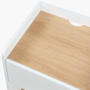 Table de chevet Kuorshare 55 x 42 x 37 cm blanc effet chêne [en.casa]
