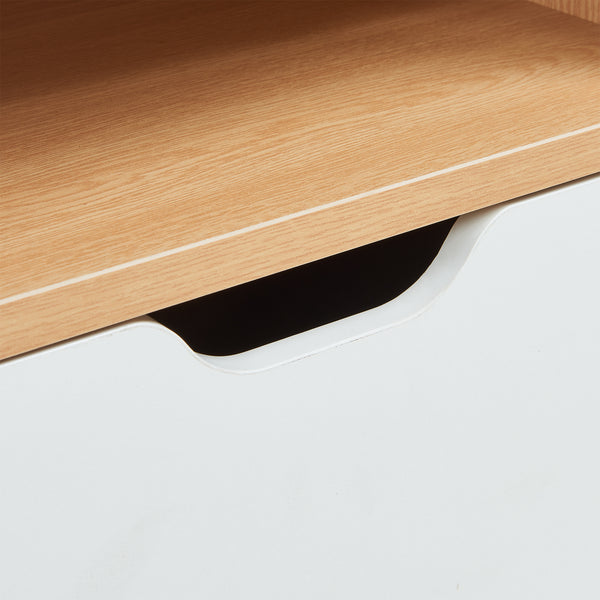 Table de nuit Bordkak avec une étagère 75 x 35 x 30 cm effet chêne / blanc [en.casa]