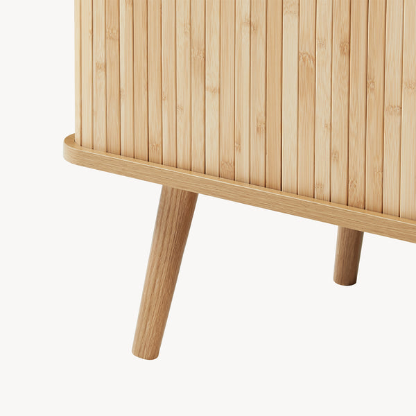 Mobile Contenitore Nordkapp con 2 Ante Scorrevoli in Bambù 100 x 40 x 80 cm - Color Naturale [en.casa]