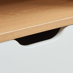 Comodino Bordkak con Cassetto e Scomparto Aperto 45 x 36 x 34 cm - Effetto Rovere / Bianco [en.casa]