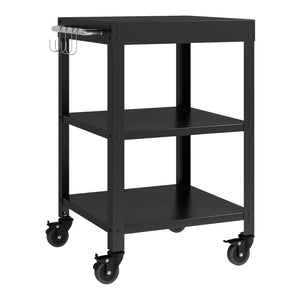 Set Bolognano Mobili da Esterno in Acciaio - Bancone Armadietto e Carrello Portavivande - Nero opaco casa.pro