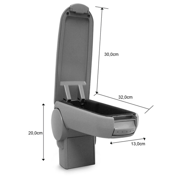 [pro.tec] Accoudoir central pour Golf IV / Bora / New Beetle - avec compartiment - rembourré - textile - gris