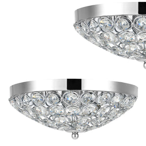 Plafonnier Design avec Cristaux Synthétiques 2 x G9 28W en Aluminium Chromé Diamètre 30 cm Chrome [lux.pro]
