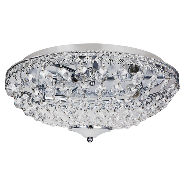 Plafonnier en Cristal Synthétique Métal Diamètre 40 cm Chrome [lux.pro]