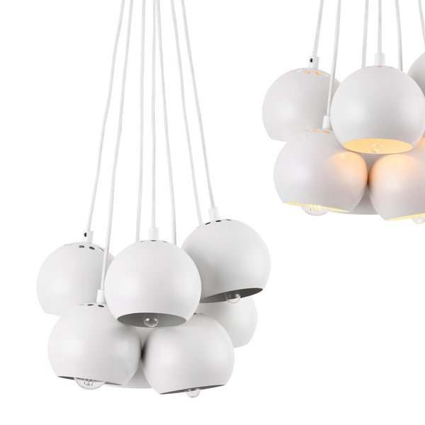  Suspension décorative avec 7 abat-jours reglables - E14 - blanc [lux.pro]