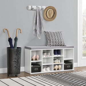 Scarpiera con Seduta Imbottita Panca Portascarpe con 10 Vani 103x48x30 cm Bianco [en.casa]