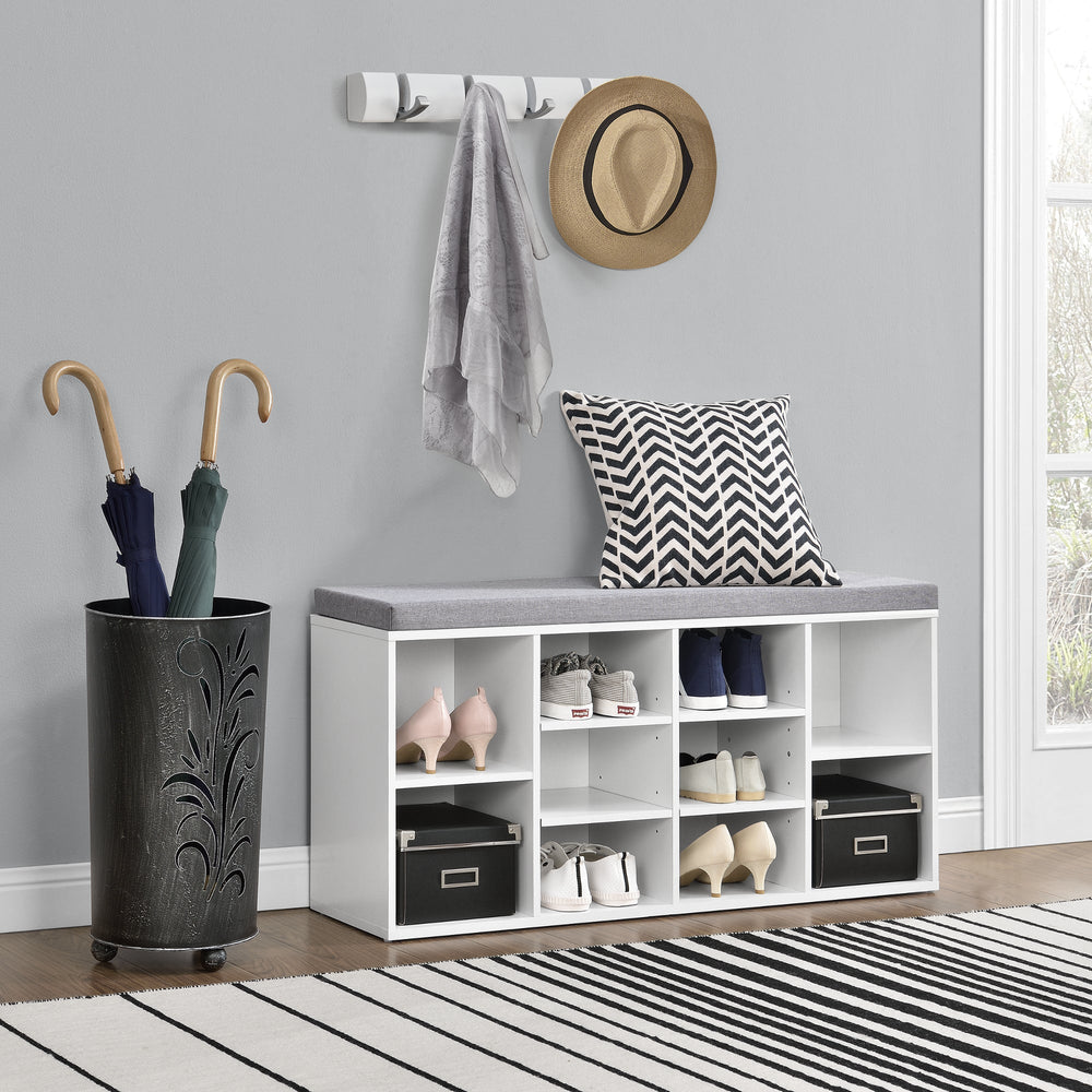 Étagère à chaussures Ymir 103x30x48 cm 10 étagères banc blanc/gris en.casa - premiumXL