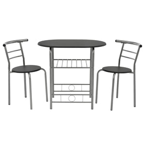 [en.casa] Set de salle à manger table avec 2 chaises set de bistro noir et argent 80 x 53 x 74,5 cm